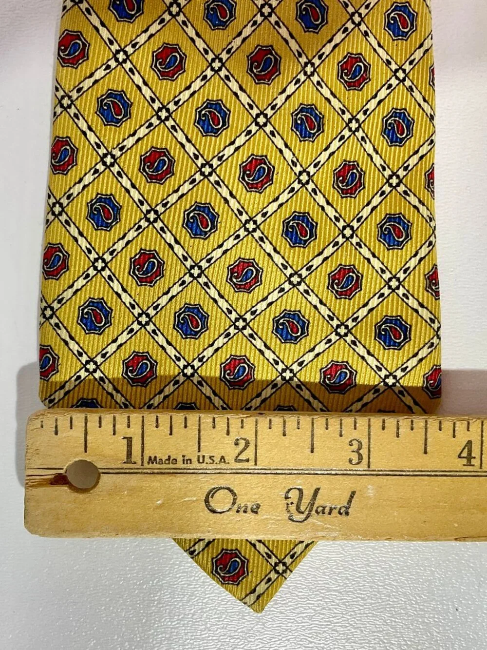 Elios Paris 100% Silk Tie Paisley Yellow Mens